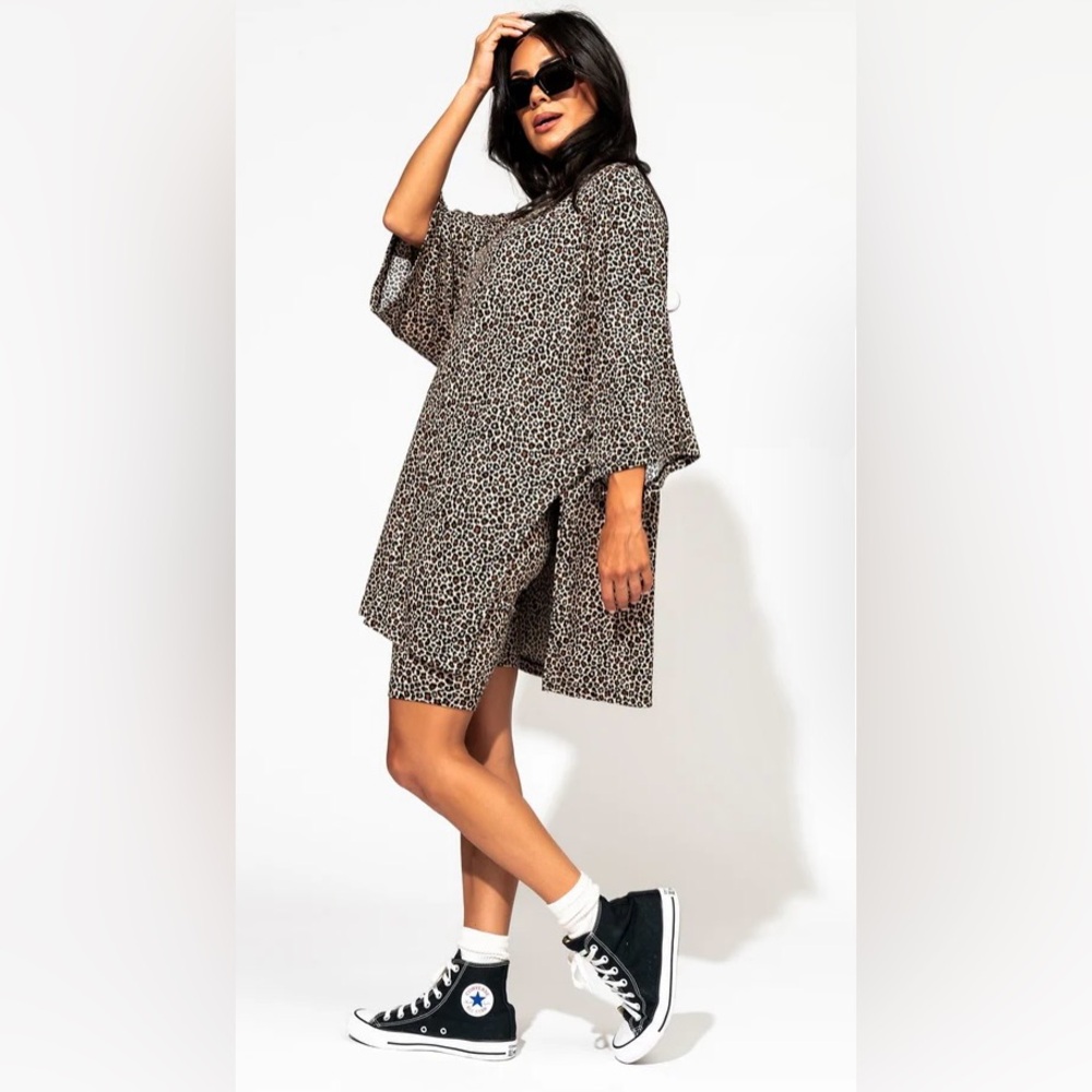 Dressed in Lala malone ribbed biker set in baby leopard, 2X